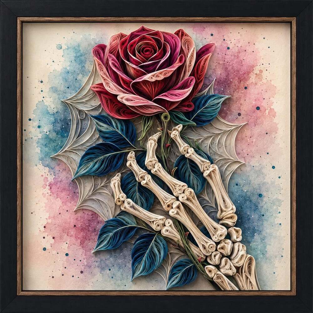 8 X 8 Black Framed Skeleton Hand 7 Aea